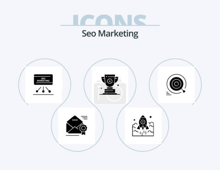 Ilustración de Seo Marketing Glyph Icon Pack 5 Icon Design. Premio. trofeo. startup. reunión. presentación - Imagen libre de derechos