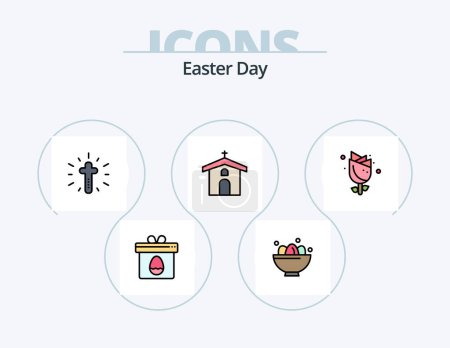 Illustration for Easter Line Filled Icon Pack 5 Icon Design. easter. easter. celebration. cross. celebration - Royalty Free Image