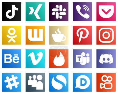 Ilustración de 20 High Resolution Social Media Icons such as instagram. rakuten. streaming and wattpad icons. Modern and professional - Imagen libre de derechos
