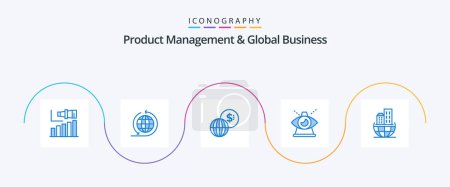 Téléchargez les illustrations : Product Managment And Global Business Blue 5 Icon Pack Including global organization. of. business. modern. business - en licence libre de droit