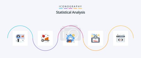 Analyse statistique Flat 5 Icon Pack Incluant l'analyse des données. évaluation en ligne. analyse. gestion des données. statistiques