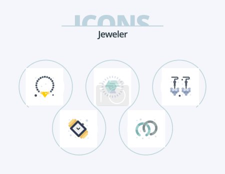 Illustration for Jewellery Flat Icon Pack 5 Icon Design. jewelry. drop. bracelet. wedding. jewelry - Royalty Free Image