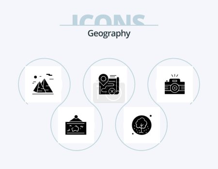 Téléchargez les illustrations : Geo Graphy Glyph Icon Pack 5 Icon Design. target. map. summer. travel. nature - en licence libre de droit