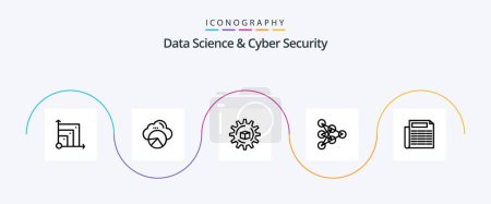 Illustration for Data Science And Cyber Security Line 5 Icon Pack Including paper. data. atoumated. algorithm. learning - Royalty Free Image