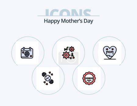 Illustration for Happy Mothers Day Line Filled Icon Pack 5 Icon Design. child . date . mom. love - Royalty Free Image