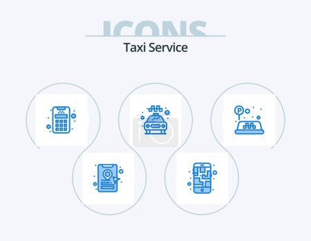 Illustration for Taxi Service Blue Icon Pack 5 Icon Design. . taxi. credit. sign. transport - Royalty Free Image