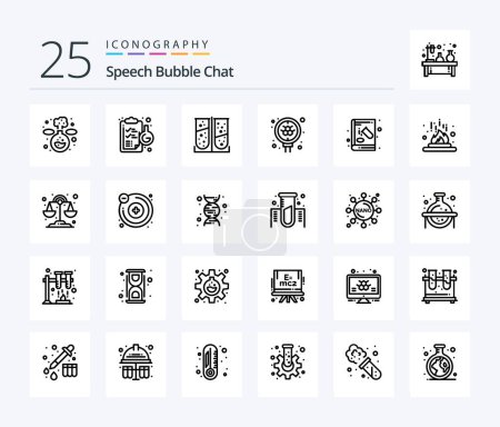 Illustration for Chat 25 Line icon pack including chemistry. book. chemical. search. molecule - Royalty Free Image