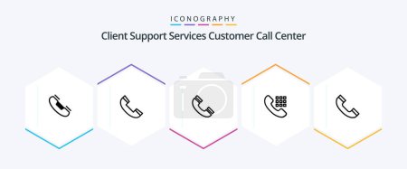 Illustration for Call 25 Line icon pack including call. phone. telephone. dial. ui - Royalty Free Image
