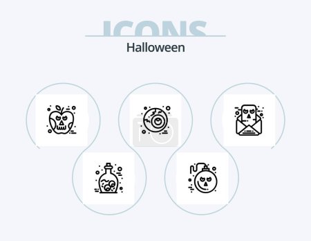 Illustration for Halloween Line Icon Pack 5 Icon Design. halloween. zombie. halloween. jar. eye - Royalty Free Image
