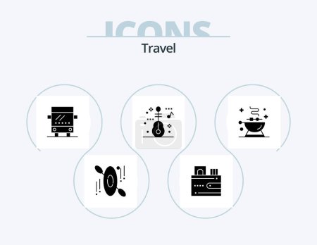 Téléchargez les illustrations : Icône de Glyphe de Voyage Pack 5 Icône Design. . la nourriture. Régulier. bbq. voyage - en licence libre de droit