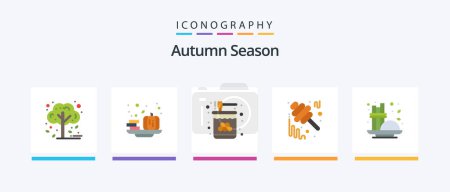 Téléchargez les illustrations : Autumn Flat 5 Icon Pack Including jar. honey. bee. fall. sweet. Creative Icons Design - en licence libre de droit