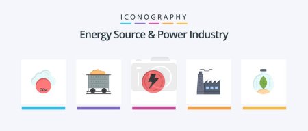 Illustration for Energy Source And Power Industry Flat 5 Icon Pack Including innovation. industrey. light. construction. building. Creative Icons Design - Royalty Free Image