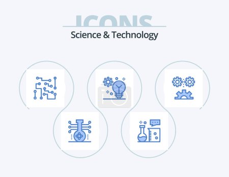 Illustration for Science And Technology Blue Icon Pack 5 Icon Design. deep learning. artificial intelligence. lab equipment. science. electronics - Royalty Free Image