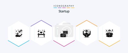 Ilustración de Startup 25 Glyph paquete de iconos incluyendo la financiación. Dinero. monitor. La mano. cámara - Imagen libre de derechos