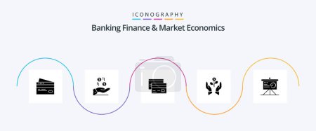 Ilustración de Financiación Bancaria y Economía de Mercado Glyph 5 Icon Pack Incluyendo crédito. tarjeta. La mano. Banca. caridad - Imagen libre de derechos