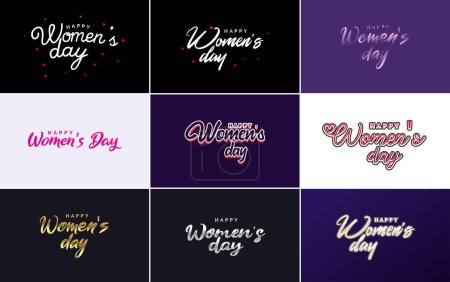 Ilustración de International Women's Day greeting card template with a floral design and hand-lettering text vector illustration - Imagen libre de derechos