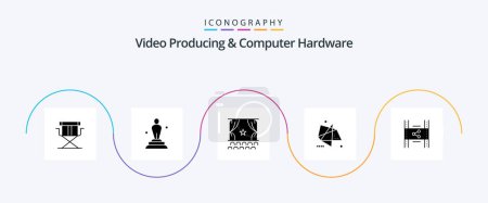 Illustration for Video Producing And Computer Hardware Glyph 5 Icon Pack Including motion. effects. trophy. abstract. performance - Royalty Free Image