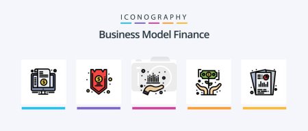 Téléchargez les illustrations : Finance Line Filled 5 Icon Pack Including funds. finance. money. roi. investment. Creative Icons Design - en licence libre de droit