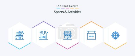 Illustration for Sports and Activities 25 Blue icon pack including sports. information. team. info. game - Royalty Free Image