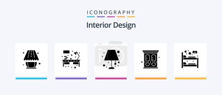 Illustration for Interior Design Glyph 5 Icon Pack Including bunk. clothes. floor. wardrobe. household. Creative Icons Design - Royalty Free Image