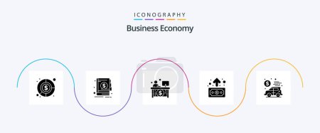 Téléchargez les illustrations : Economy Glyph 5 Icon Pack Including economy. banking. economy. transfer. economy - en licence libre de droit
