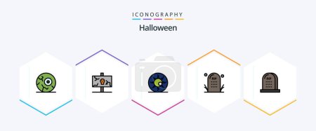 Illustration for Halloween 25 FilledLine icon pack including grave. death. party. cemetery. retina - Royalty Free Image