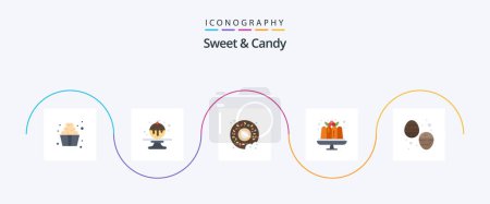 Téléchargez les illustrations : Sweet And Candy Flat 5 Icon Pack Including sweets. dessert. food. chocolate egg. food - en licence libre de droit