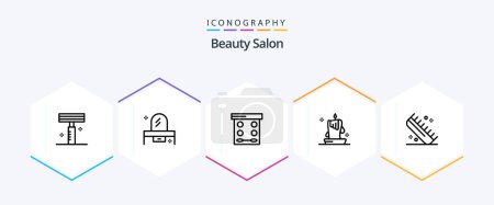 Illustration for Beauty Salon 25 Line icon pack including lantern. candle wax. mirror. candle. powder - Royalty Free Image