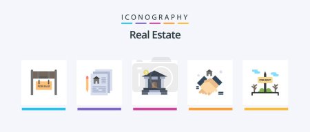 Ilustración de Real Estate Flat 5 Icon Pack Including board. house. bank. handshake. agreement. Creative Icons Design - Imagen libre de derechos