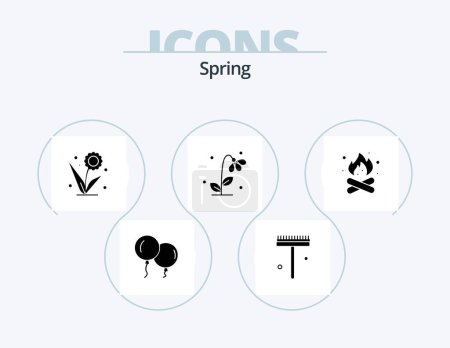 Illustration for Spring Glyph Icon Pack 5 Icon Design. . hot. floral. fire. camp - Royalty Free Image