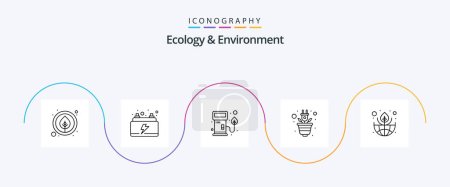 Illustration for Ecology And Environment Line 5 Icon Pack Including green. plug. nozzle. plant. green - Royalty Free Image