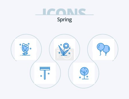 Illustration for Spring Blue Icon Pack 5 Icon Design. nature. floral. nature. flora. nature - Royalty Free Image
