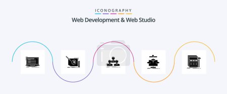 Illustration for Web Development And Web Studio Glyph 5 Icon Pack Including data. algorithm. page. team. group - Royalty Free Image