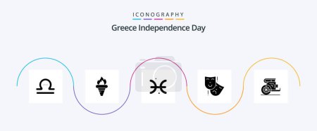 Illustration for Greece Independence Day Glyph 5 Icon Pack Including chariot. persona. olympic. masks. greece - Royalty Free Image
