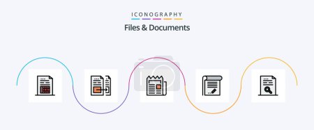 Ilustración de Files And Documents Line Filled Flat 5 Icon Pack Including document. content. newspaper. notebook. knowledge - Imagen libre de derechos