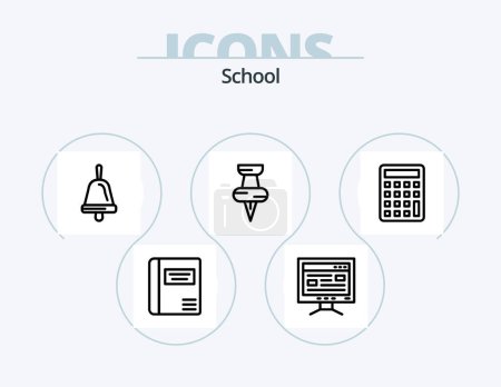 Téléchargez les illustrations : School Line Icon Pack 5 Icon Design. . marker. education. pin. school - en licence libre de droit