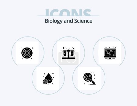 Ilustración de Biology Glyph Icon Pack 5 Icon Design. molecule. dna. cells. atom. test - Imagen libre de derechos