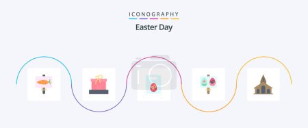 Ilustración de Piso de Pascua 5 Icon Pack Incluyendo celebración. vacaciones. peso. Pascua. huevo - Imagen libre de derechos