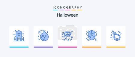 Illustration for Halloween Blue 5 Icon Pack Including gallows. wolf. holidays. ware wolf. halloween. Creative Icons Design - Royalty Free Image