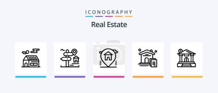 Ilustración de Real Estate Line 5 Icon Pack Including sign. estate. building. building. architecture. Creative Icons Design - Imagen libre de derechos