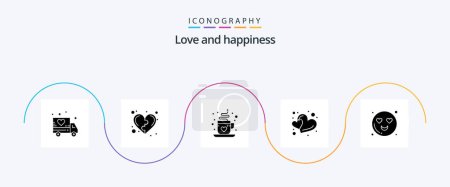 Ilustración de Love Glyph 5 Icon Pack Including heart. two. coffee. shape. hearts - Imagen libre de derechos