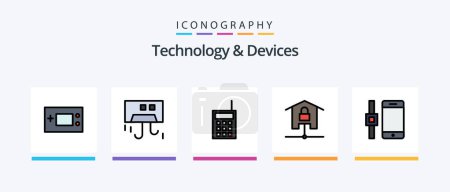 Illustration for Devices Line Filled 5 Icon Pack Including control. projector. technology. products. devices. Creative Icons Design - Royalty Free Image