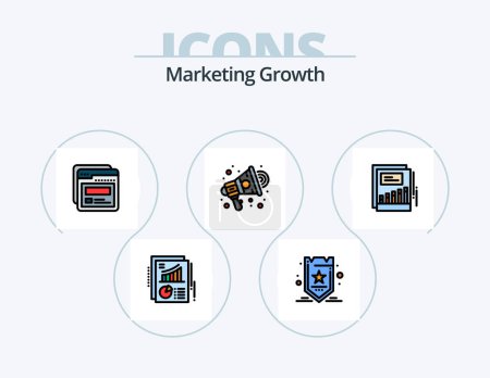 Ilustración de Marketing Growth Line Filled Icon Pack 5 Icon Design. website. monitor. prize. success. marketing - Imagen libre de derechos