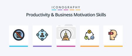 Illustration for Productivity And Business Motivation Skills Line Filled 5 Icon Pack Including office. comfort. nonstop. working. stop. Creative Icons Design - Royalty Free Image