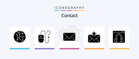 Illustration for Contact Glyph 5 Icon Pack Including envelope. communication. info. envelope. contact us. Creative Icons Design - Royalty Free Image