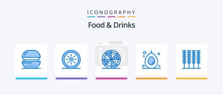 Illustration for Food and Drinks Blue 5 Icon Pack Including . wheat. fast food. food. fruit. Creative Icons Design - Royalty Free Image