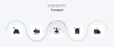 Illustration for Transport Glyph 5 Icon Pack Including . transport. tunnel. train - Royalty Free Image