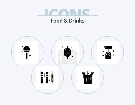 Illustration for Food and Drinks Glyph Icon Pack 5 Icon Design. food balance. balance. drinks. lemon. food - Royalty Free Image