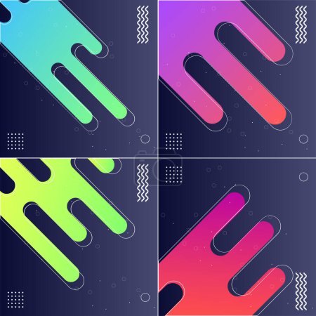 Illustration for Pack of 4 Cool and Modern Abstract Gradient Shape Backgrounds - Royalty Free Image