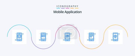 Téléchargez les illustrations : Mobile Application Blue 5 Icon Pack Including privacy. activity. app. smartphone. app - en licence libre de droit